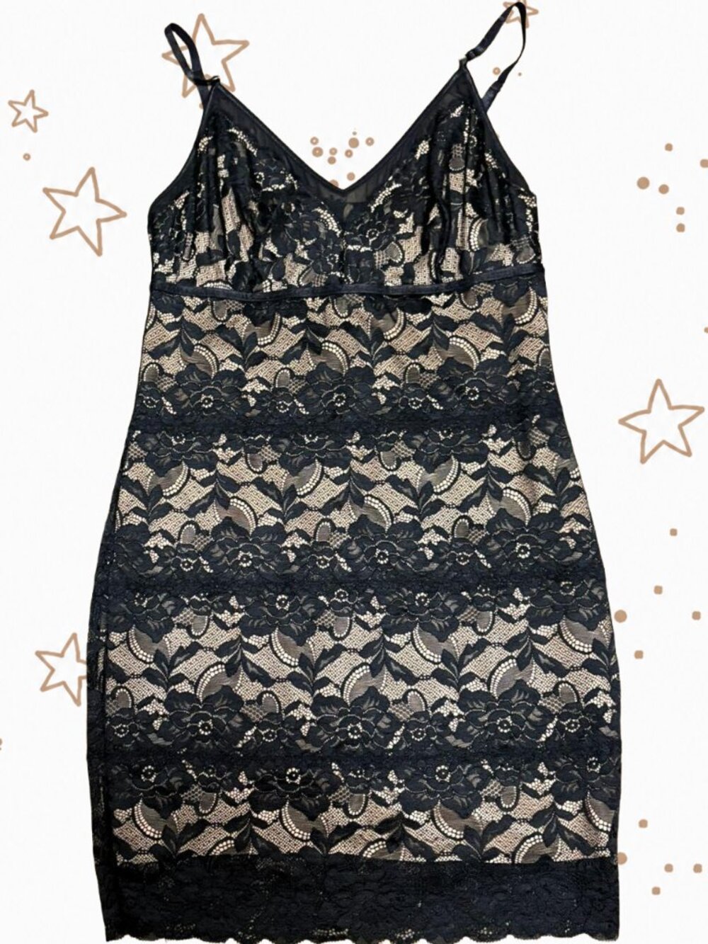 GUESS Black Floral Lace Sheer Slip Dress Nude Lining Bodycon